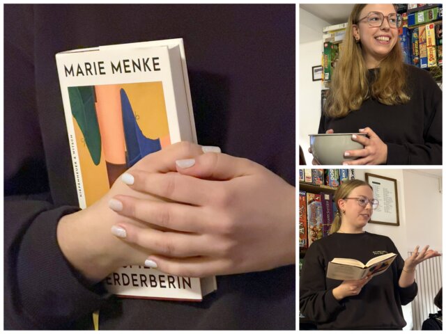 Marie Menke bei einer Buchpräsentation ihres Debütromans Spielverderberin